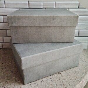 DUO: Linen Covered Slate Grey Storage Boxes